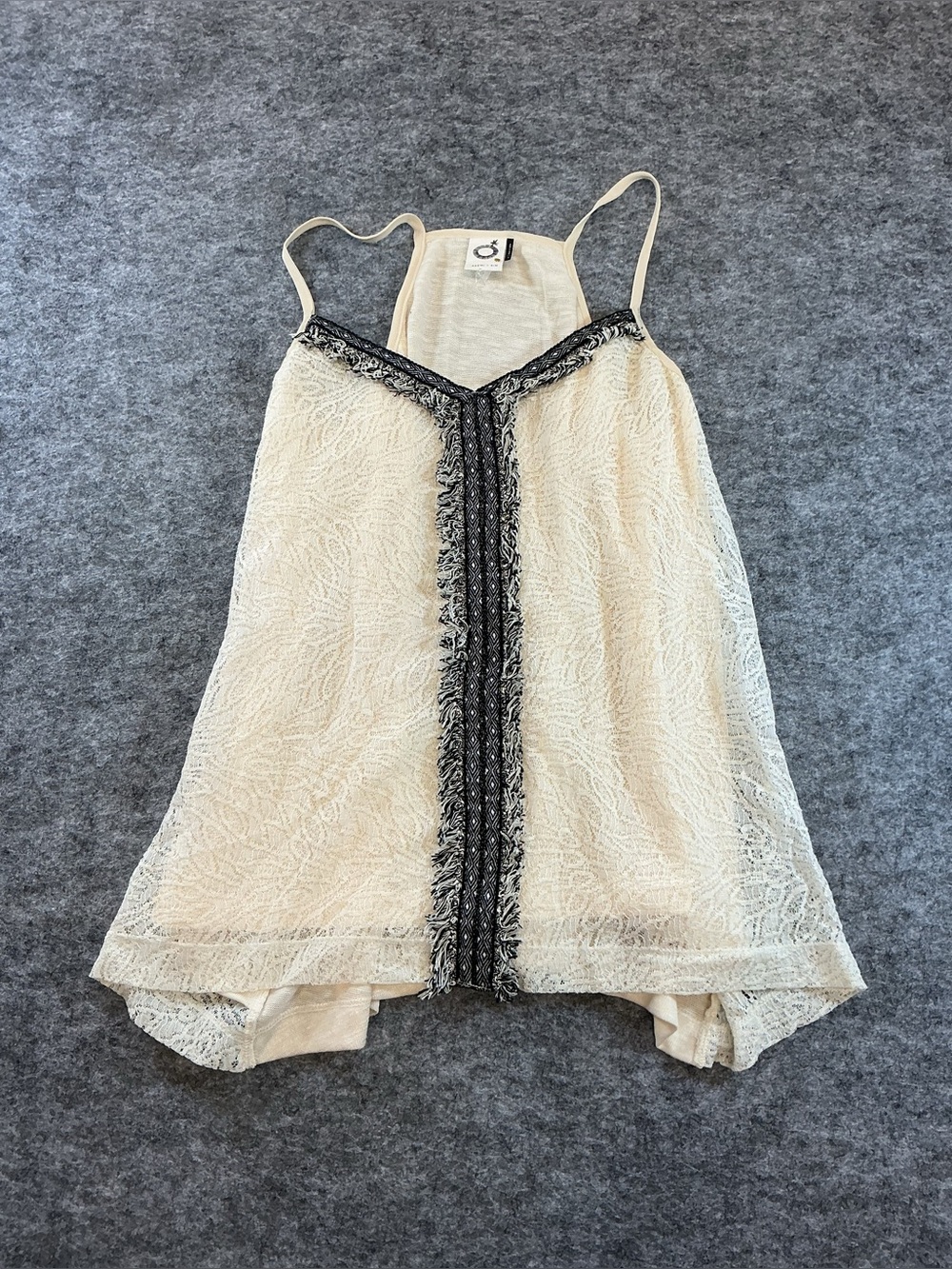 Akemi + Kin Off White Racer Back Beachy Boho Tank Top D6